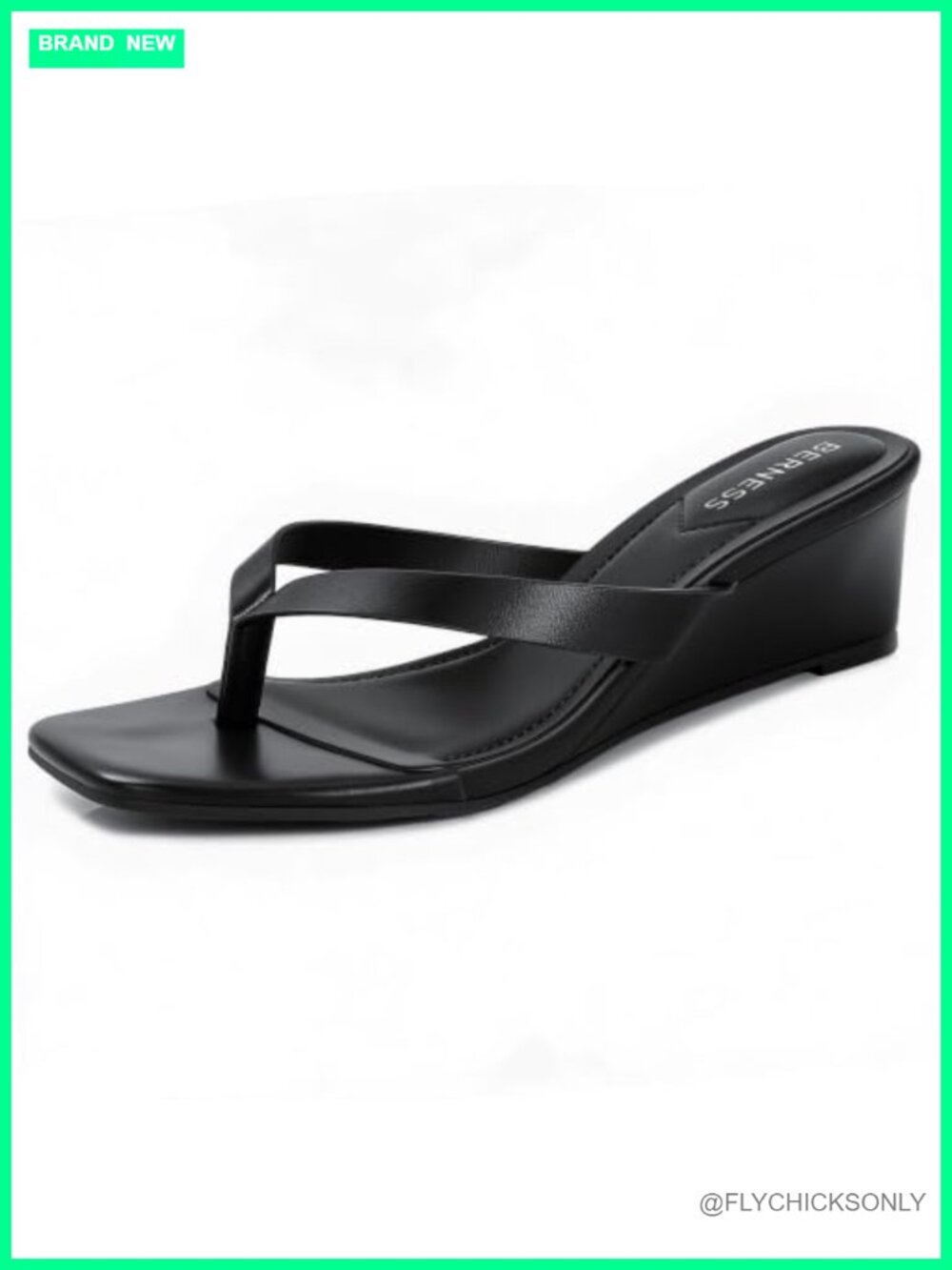 Women's Platform Wedge Heels Square Toe Thong Sandals Slip On